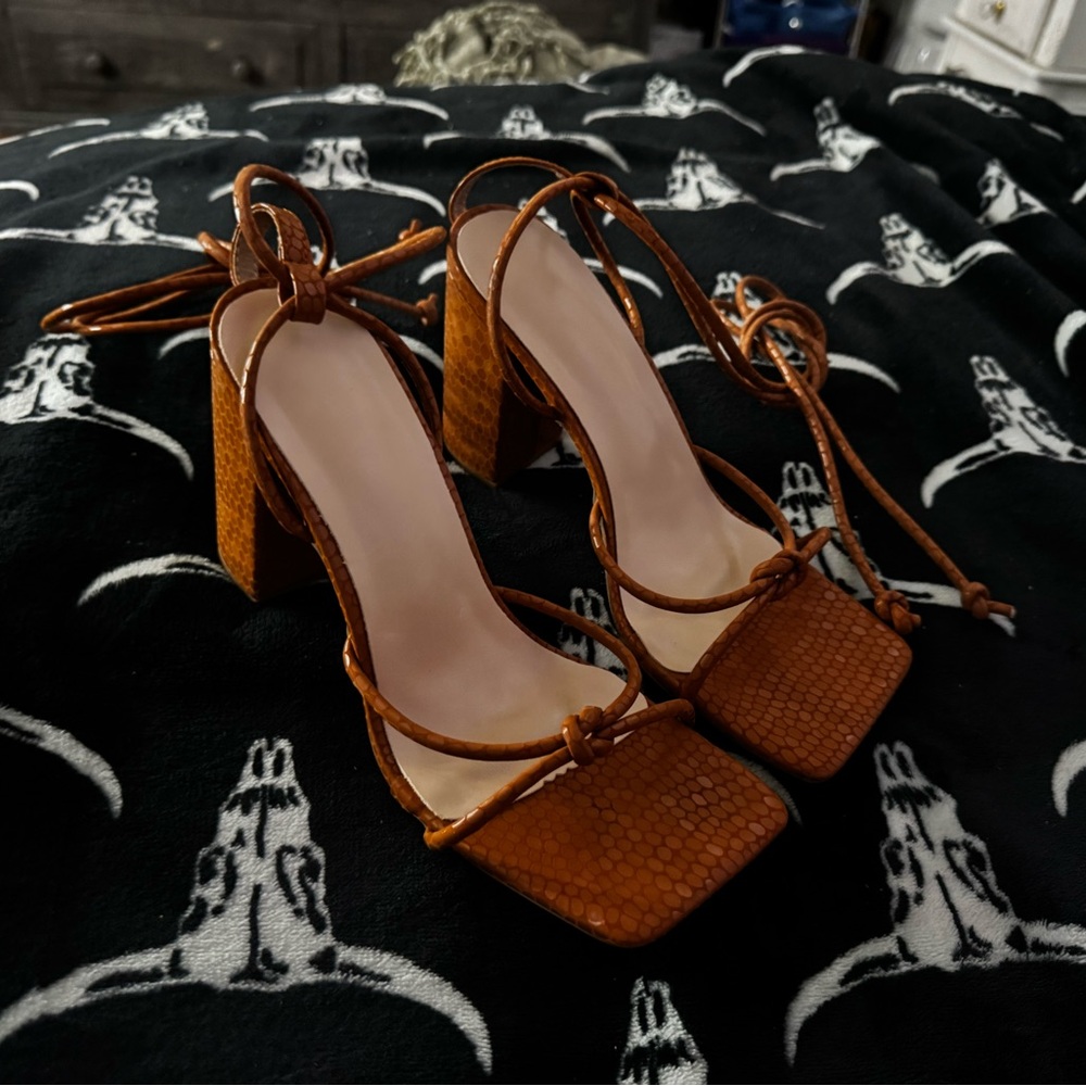 Elegant Brown Strappy Women's Heels